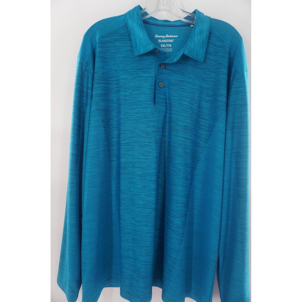 Tommy Bahama Palm Coast IslandZone Green Big Golf Polo Long Sleeve Shirt Sz XXL